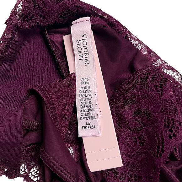 Victoria's Secret Rose Lace-Trim High-Leg Cheeky Panty Kir Size Medium - Picture 3 of 3